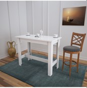 Resim Pasifichome Barra Beyaz Bar Masası & Mutfak Masası / Yüksek Yemek Masası 