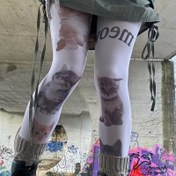 Resim Kadın Y2K Harajuku Emo Tarzı Diz Üstü Çorap - Sevimli Kawaii Kedi Baskısı ile Kabarık Kulaklar, Makinede Yıkanabilir Anime Kostüm Parti Bacakları Günlük ve Temalı Etkinlikler için - Retro 2000'ler Moda Çoraplar, Eğlenceli Kıyafet, Zihinsel Tasarım, Rahat Uygunluk, Moda İleri Kadınlar 
