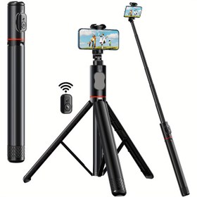 Resim 182.88cm Cep Telefonu Selfie Çubuğu Tripodu, iPhone için Tripod, Alüminyum Akıllı Telefon Tripodu Standı Tüm-in-1 Entegre Kablosuz Uzaktan Kumanda ile, Taşınabilir, Hafif, 10.16cm-17.78cm için Genişletilebilir Telefon Tripodu iPhone ve Android için, Seyahat Tripodu, Video Kaydı/Selfie/Fotoğraf/Yayın Akışı/Vlog için Dayanıklı Cep Telefonu Tripodu 