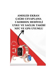 Resim Wireless Şarjlı Pembe Akıllı Saat Ve Kablosuz Bluetooth Kulaklık Dokunmatik Kontrol 