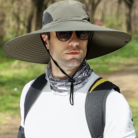 Resim Geniş Kenarlı Güneş Şapkası, Ayarlanabilir Polyester Kovboy Şapka, Nefes Alabilen Dış Mekan Tatil Balıkçılık Aksesuarı, Elde Yıkanabilir 