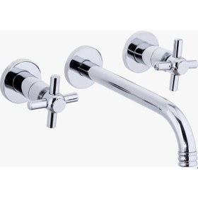 Resim İsaoğlu Yapı Ankastre Lavabo Bataryası Duvardan Vintage Armatür Silver Gümüş Renk Gümüş 