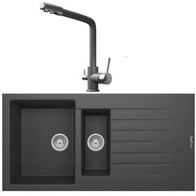 Resim Real Stone P005 Troya 100 Antrasit Eviye + Real Stone Abant Antrasit Batarya Seti 