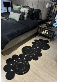 Resim Mavaux Siyah Snake Hasır Jüt Bej Yolluk Halı Kilim Siyah 