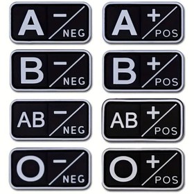 Resim 1 adet Dayanıklı PVC Kan Grubu Yaması - A, AB, B+, O+ Tanımlama - Sırt Çantaları, Şapkalar, Giysiler için Taktik Yumuşak Kauçuk Rozet - Erkekler için Temel Aksesuar 
