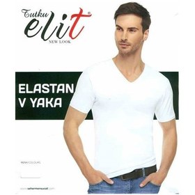 Resim Tutku Elit Erkek Elastan V Yaka Fanila 6 'lı Paket 1303 Beyaz 