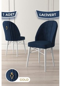 Resim Canisa Ritim Serisi, Beyaz Gürgen Ayaklı, 1.sınıf Babyface Kumaş Lacivert Sandalye, Gold Halkalı, 1 Adet Sandalye Lacivert Ayaklar Beyaz 
