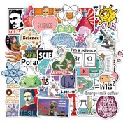 Resim 50 adet Bilimsel Lab Fizik Kimya Sevimli Komik Karikatür Deacls Graffiti Vinil Su Geçirmez Etiketler Paketi Yetişkin Kız Dekorlu Valiz Su Şişesi Gitar DIY Telefon Dizüstü Bilgisayar Paten Lug 