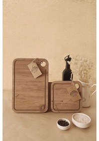 Resim -damlataş Serisi Sunum Ve Kesme Tahtası 2'li Set Ahşap Görünümlü 18 Mm Mdf Kahverengi 