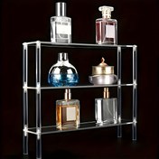 Resim Akrilik Çok Fonksiyonlu Parfüm Depolama Rafı - Şeffaf Plastik Katmanlı Kozmetik, Takı, Noel Dekoru ve Koleksiyonlar için Düzenleyici, Masaüstü Gösterim ile 3 Katlı Tasarım, Montaj Gerektirmez, Parfüm Düzenleyici, Modern Estetik, Dayanıklı Yapı 