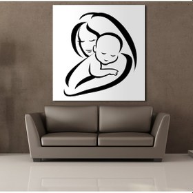 Resim Bebeğine Sarılan Anne Kanvas Tablo 25x25cm 