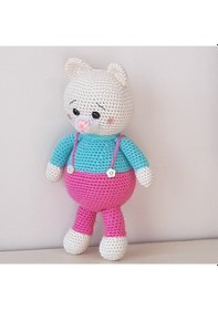 Resim Amigurumi Örgü Oyuncak Renkli Ayı Pembe 