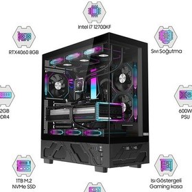 Resim Dragos DRX7157 i7-12700KF 32 GB 1 TB NVMe SSD RTX4060 Free Dos Oem Paket Masaüstü Oyuncu Bilgisayarı 
