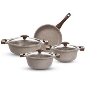 Resim Thermoad Granit Döküm 7 Parça Tencere Seti - Vizon 