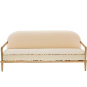 Resim Sofa Corduroy Bej Masif Ahşap Kanepe 