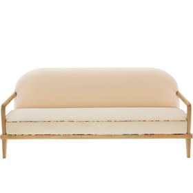Resim Sofa Corduroy Bej Masif Ahşap Kanepe 