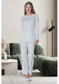 Resim Mecit Pijama Lohusasepeti 5735 Güpürlü Çiçek Desen 4'lü Lohusa Seti 001 