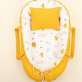 Resim Babynest ve Yastık - Çift Taraflı - Hardal Petek - Aslan 