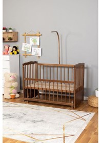 Resim Ahşap Beşik Anne Yanı Beşik Ceviz 60x120 - Uyku Setsiz Ve Yataksız Ceviz 