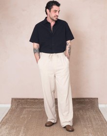 Resim Dokulu Pantolon - Bej / XL 