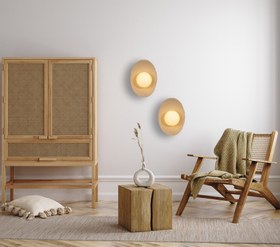 Resim Oval Ceramic Wall Light - 15" / 40 Cm Diameter / Terrazzo Umbra 4020 