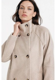 Resim Defacto Relax Fit Düğmeli Uzun Kaşe Kaban F5547ax25wnbg501 Bej-bg501 