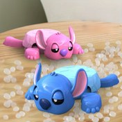 Resim Disney Stitch Basınç Kaplumbağa Altlığı - Kaplumbağanın Karınını Bastığınızda Stitch'in Gözleri Çıkar, Dayanıklı Plastik Masa Dekoru, Disney Hayranları İçin Sevimli Hediye, Canlı Mavi ve Pembe Tasarım 