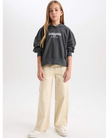 Resim DeFacto Kız Çocuk Oversize Kapüşonlu Baskılı Kalın Sweatshirt D7040A824WNGN1022 Yeşil 