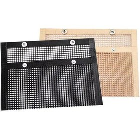 Resim 24x14cm Barbekü Izgara Ağı Yeniden Kullanılabilir Çanta Açık Hava Kamp Izgara Matları Pişirme Matı 