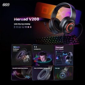 Resim QCY HeroaD V200 RGB 7.1 Kablolu Gaming Oyuncu Kulaklığı 