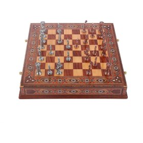 Resim Hype Store Büyük Boy Metal İngiliz Satranç Takımı Antik ve Masif Hakiki Çekmeceli Tahta 