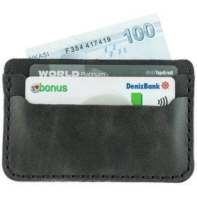 Resim Twingold İsme Özel Yatay Kartlık - %100 Rainbow Deri - A011001 - Antrasit Antrasit 