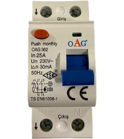 Resim Oag Kaçak Akım Rölesi 2 25 A 30Ma 