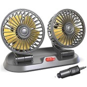 Resim 12v Ve Taşınabilir Araçlar İçin Çift Kafalı Soğutma Fanı Siyah. 