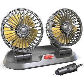 Resim 12v Ve Taşınabilir Araçlar İçin Çift Kafalı Soğutma Fanı Siyah. 