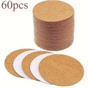 Resim 60 adet Kendinden Yapışkanlı Mantar Pedleri, 80mm Yuvarlak, Isıya Dayanıklı & Kaymaz - DIY El İşleri için İdeal, Vintage Çekicili Bardak Altlıkları, Ev & Ofis Dekoru, Ahşap Rengi 