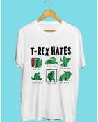 Resim ZOKAWEAR Unisex Bol Kalıp Trex Sporcu Gym Fitness Tasarım Baskılı Tişört 