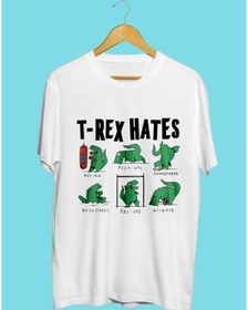 Resim ZOKAWEAR Unisex Bol Kalıp Trex Sporcu Gym Fitness Tasarım Baskılı Tişört 