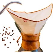 Resim (2 Adet) Yıkanabilir, Kumaş Chemex Kahve Filtresi AĞARTILMAMIŞ%100 Ham Pamuk, Organik, Ekolojik 
