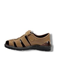 Resim Cakgo 208-26 Hakiki Deri Cırtlı Anatomik Erkek Sandalet Kum 
