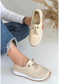 Resim Tone Bej Cilt Bağcıklı Spor Ayakkabı Çok Renkli 