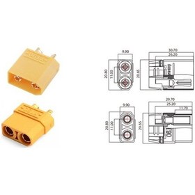 Resim Ceysanticaret Xt90 18650 Pil Batarya Konnektör Takım Dişi+Erkek Çift 