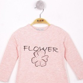 Resim Toontoy Kids Toontoy Kız Çocuk Flower Baskılı T-shirt Pembe Melanj 