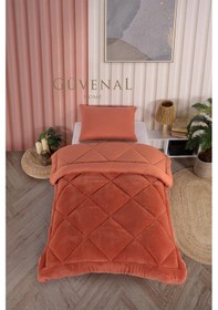 Resim Elite Wellsoft Tek Kişilik Çift Taraflı Yastık Kılıflı Lüx Yorgan Seti Yorgan Uyku Seti Çeyiz Turuncu 