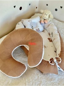 Resim Yatak - Ortopedik Yastik + Emzirme Yatigi Pike Ve Pamuk Kumas Desenli 