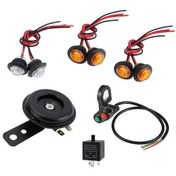 Resim Rogfer 3'ü 1 Arada Atv Motosiklet Dönüş Sinyali Led Işıklı Korna Kiti 