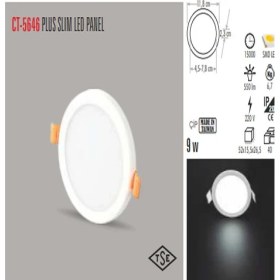 Resim Cata Ct-5646 9W/3200K Plus LED Panel Armatür(G.ışığı) 
