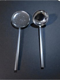 Resim Umut 2 Parça Paslanmaz Çelik 30 Cm Kepçe Kevgir Seti Servis Takımı Servis Seti 