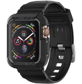 Resim Apple Watch Seri 7/6/SE/5/4 44/45 mm Uyumlu Kılıf Rugged Armor Black Pro Kılıf 