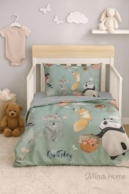Resim Mira Home Yenidoğan Kız/Erkek Unisex Bebek Nevresim Takımı 3D Pamuklu Sevimli Hayvanlar 